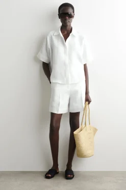 OVERSIZED-LEINENHEMD MIT KURZEN ÄRMELN