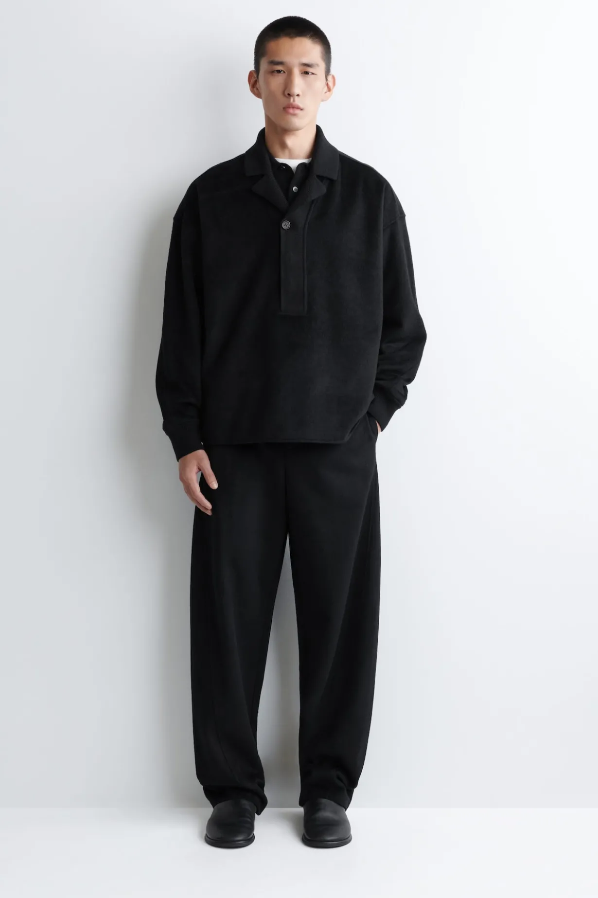 PLACKET-DETAIL WOOL-BLEND POLO JUMPER