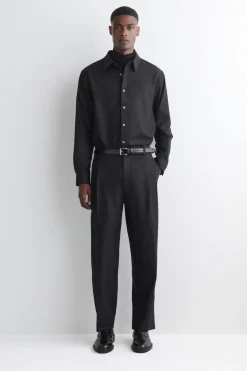 PLEATED WOOL RELAXED-FIT STRAIGHT-LEG TROUSERS