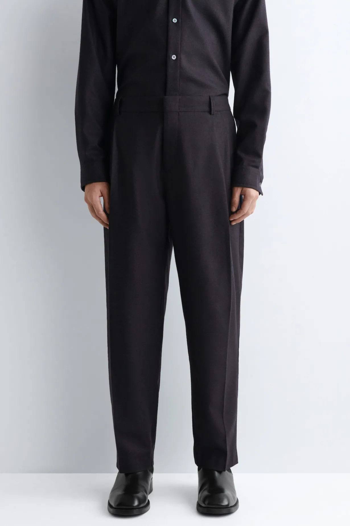 PLEATED WOOL RELAXED-FIT STRAIGHT-LEG TROUSERS