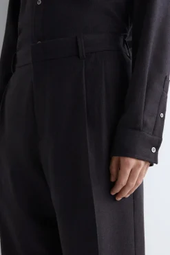 PLEATED WOOL RELAXED-FIT STRAIGHT-LEG TROUSERS