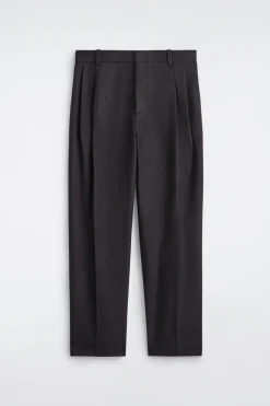 PLEATED WOOL RELAXED-FIT STRAIGHT-LEG TROUSERS