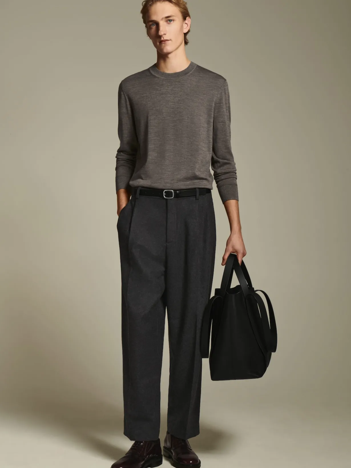 PLEATED WOOL RELAXED-FIT STRAIGHT-LEG TROUSERS