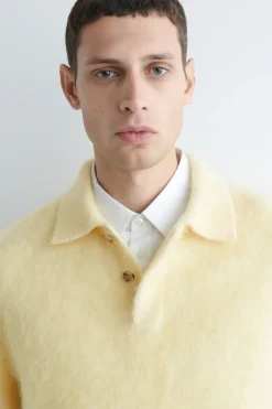 POLOPULLOVER AUS GEBÜRSTETEM MOHAIR-MIX