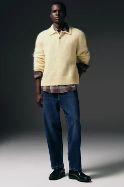 POLOPULLOVER AUS GEBÜRSTETEM MOHAIR-MIX