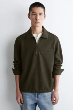 POLOPULLOVER AUS KOCHWOLLE MIT REISSVERSCHLUSS