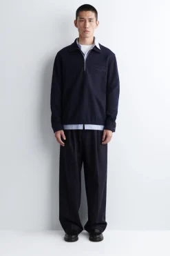 POLOPULLOVER AUS KOCHWOLLE MIT REISSVERSCHLUSS