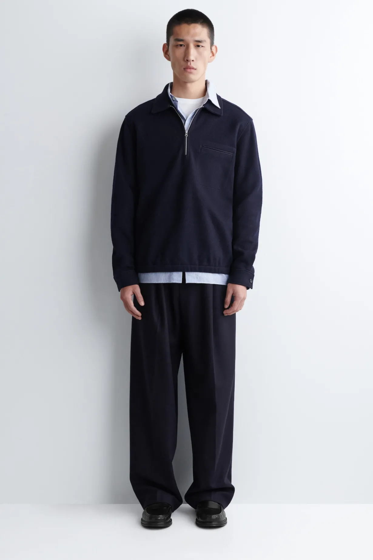 POLOPULLOVER AUS KOCHWOLLE MIT REISSVERSCHLUSS