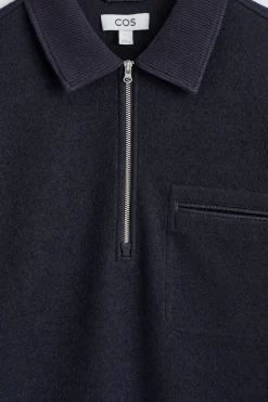 POLOPULLOVER AUS KOCHWOLLE MIT REISSVERSCHLUSS