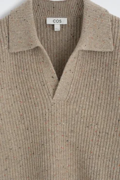 POLOPULLOVER AUS WOLLE MIT DONEGAL-EFFEKT