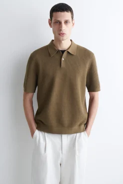 POLOSHIRT AUS BAUMWOLLE IN WAFFELOPTIK