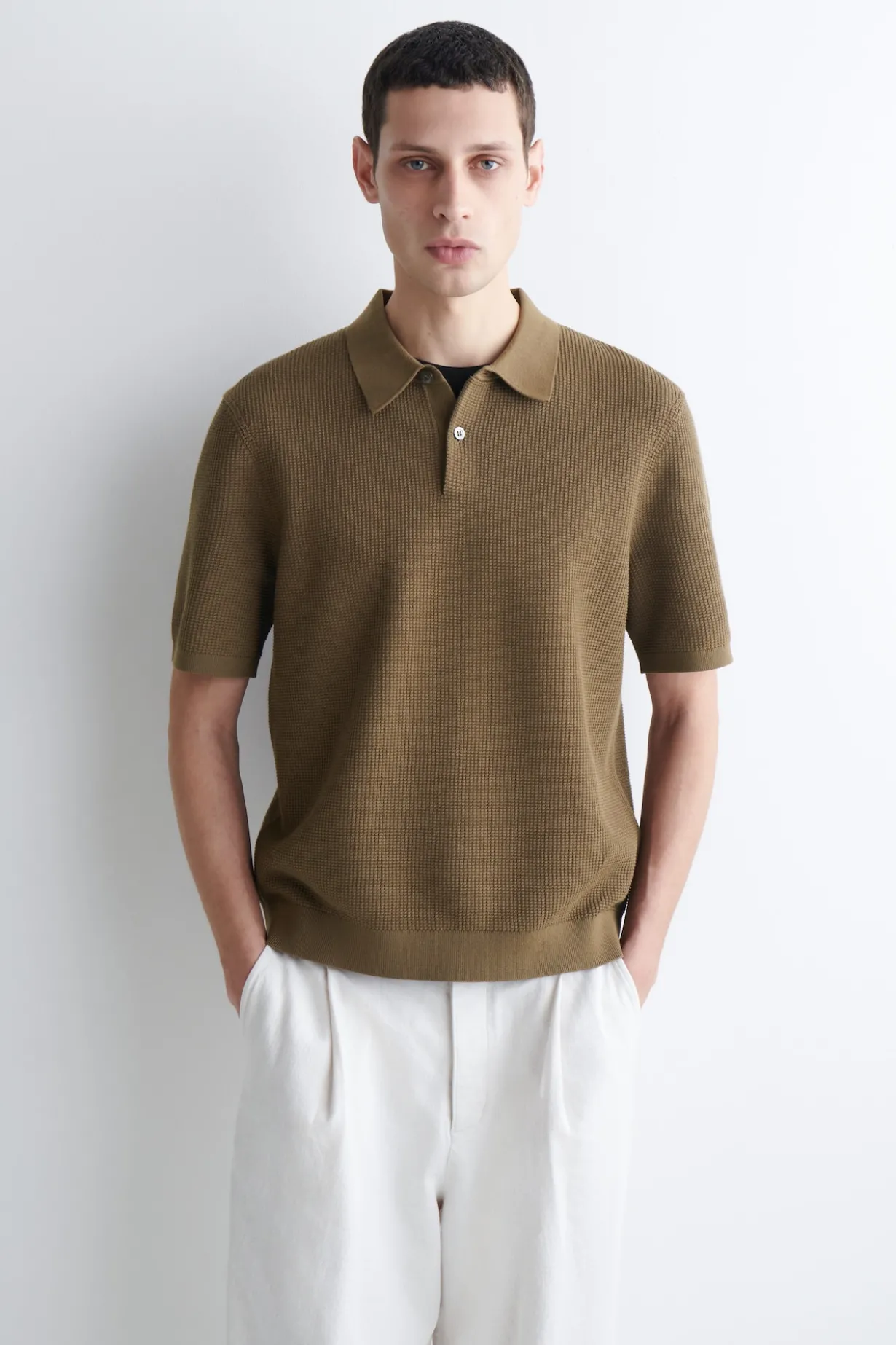 POLOSHIRT AUS BAUMWOLLE IN WAFFELOPTIK