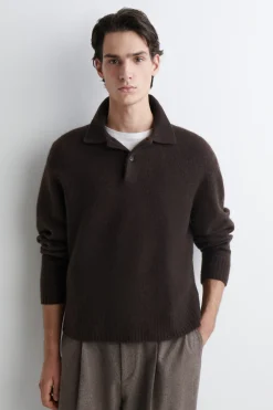 POLOSHIRT AUS GEBÜRSTETER WOLLE