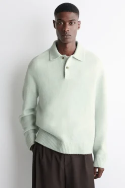 POLOSHIRT AUS GEBÜRSTETER WOLLE