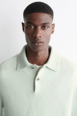 POLOSHIRT AUS GEBÜRSTETER WOLLE