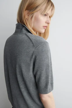 POLOSTRICKJACKE AUS MERINOWOLL-MIX