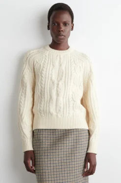PULLOVER AUS WOLL-KASCHMIR-MIX MIT ZOPFMUSTER