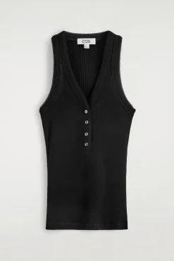 RIPPSTRICK-TANKTOP MIT HENLEY-AUSSCHNITT