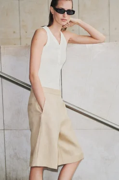 RIPPSTRICK-TANKTOP MIT HENLEY-AUSSCHNITT