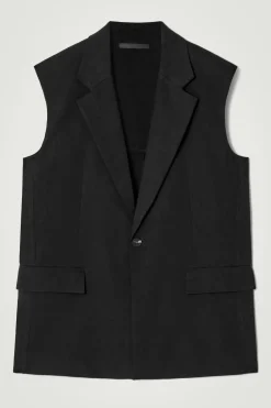 ÄRMELLOSER BLAZER AUS LEINEN-MIX