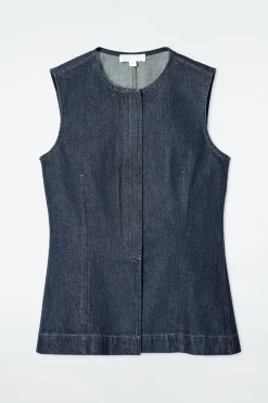ÄRMELLOSES DENIM-TOP