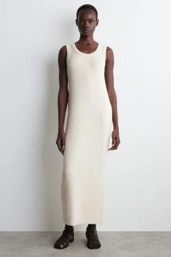 ÄRMELLOSES KLEID AUS BAUMWOLL-SEIDEN-MIX