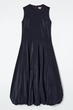 ÄRMELLOSES MIDIKLEID MIT BUBBLE-SAUM