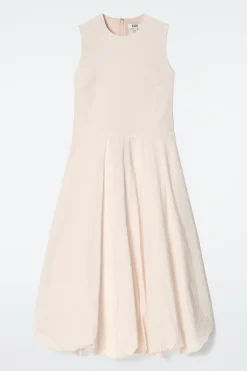ÄRMELLOSES MIDIKLEID MIT BUBBLE-SAUM