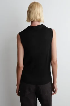 ÄRMELLOSES POLOSHIRT AUS SEIDEN-BAUMWOLL-MIX