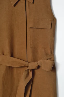 ÄRMELLOSES UTILITY-HEMDKLEID IN MIDILÄNGE