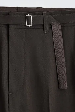 SCHMAL GESCHNITTENE HOSE AUS WOLL-MIX MIT GÜRTEL
