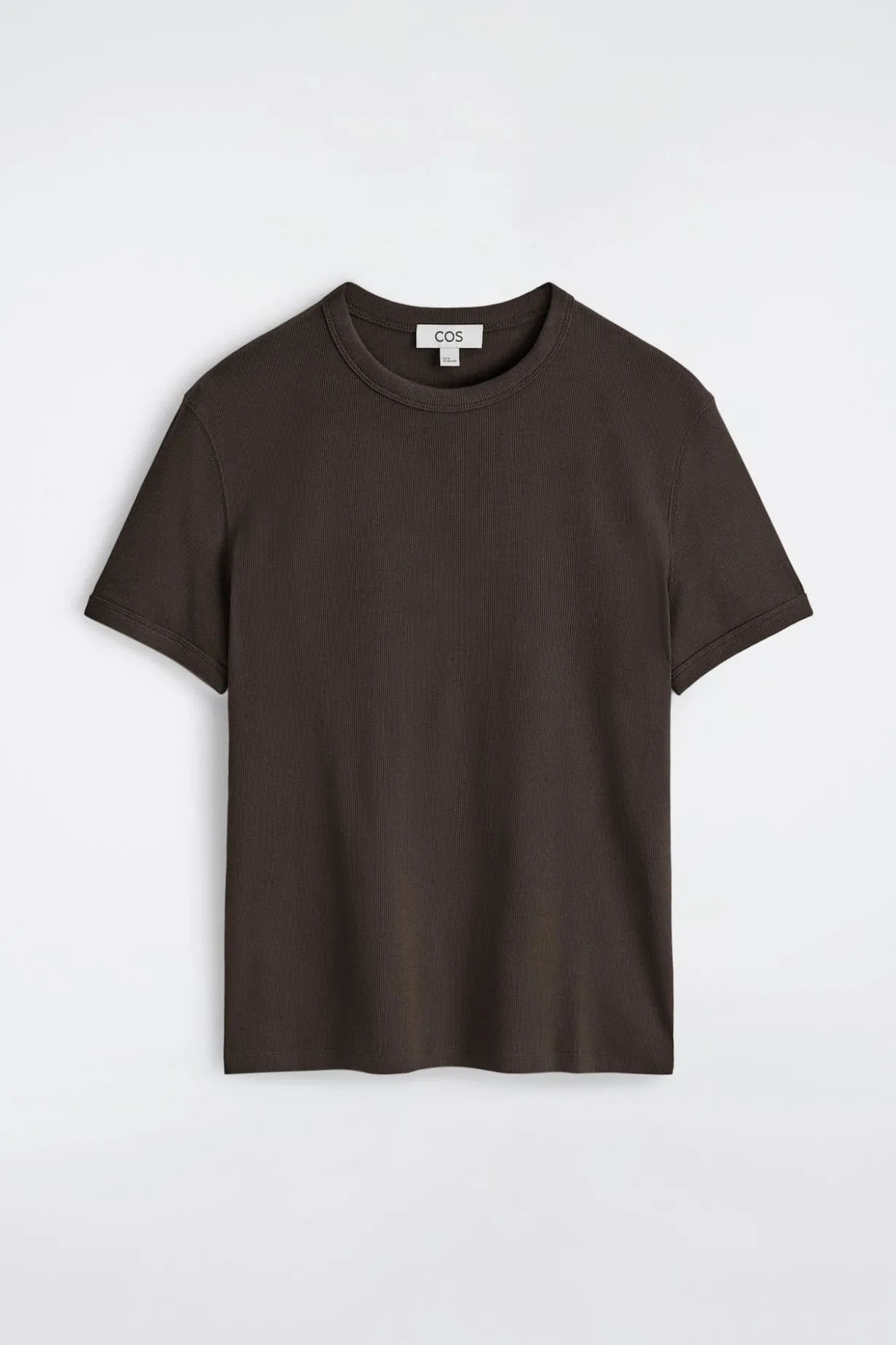 SCHMAL GESCHNITTENES GERIPPTES BAUMWOLL-T-SHIRT