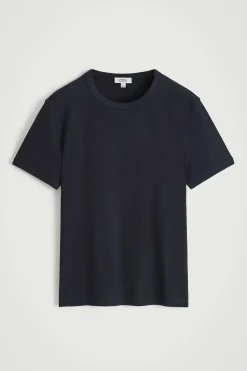 SCHMAL GESCHNITTENES GERIPPTES BAUMWOLL-T-SHIRT