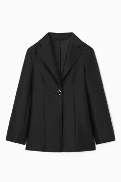 SCHMALER BLAZER AUS WOLL-MIX MIT BROSCHENDETAILS