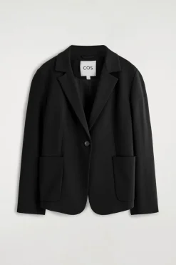 SCHMALER EINREIHIGER BLAZER AUS FEINSTRICK