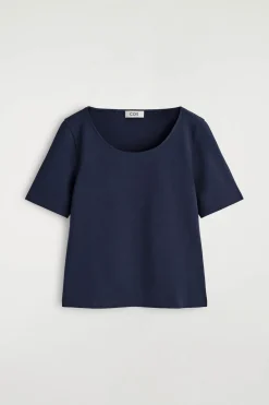 SCHMALES BAUMWOLL-T-SHIRT MIT TIEFEM AUSSCHNITT