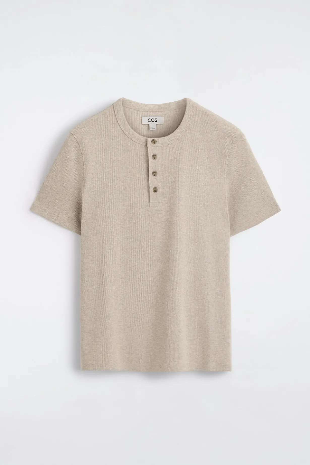 SCHMALES, GERIPPTES HENLEY-T-SHIRT