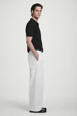 SCHMALES POLOSHIRT AUS SEIDE MIT REISSVERSCHLUSS