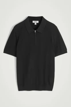 SCHMALES POLOSHIRT AUS SEIDE MIT REISSVERSCHLUSS