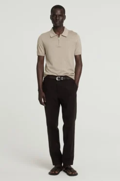SCHMALES POLOSHIRT AUS SEIDE MIT REISSVERSCHLUSS