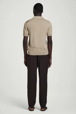 SCHMALES POLOSHIRT AUS SEIDE MIT REISSVERSCHLUSS