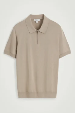 SCHMALES POLOSHIRT AUS SEIDE MIT REISSVERSCHLUSS