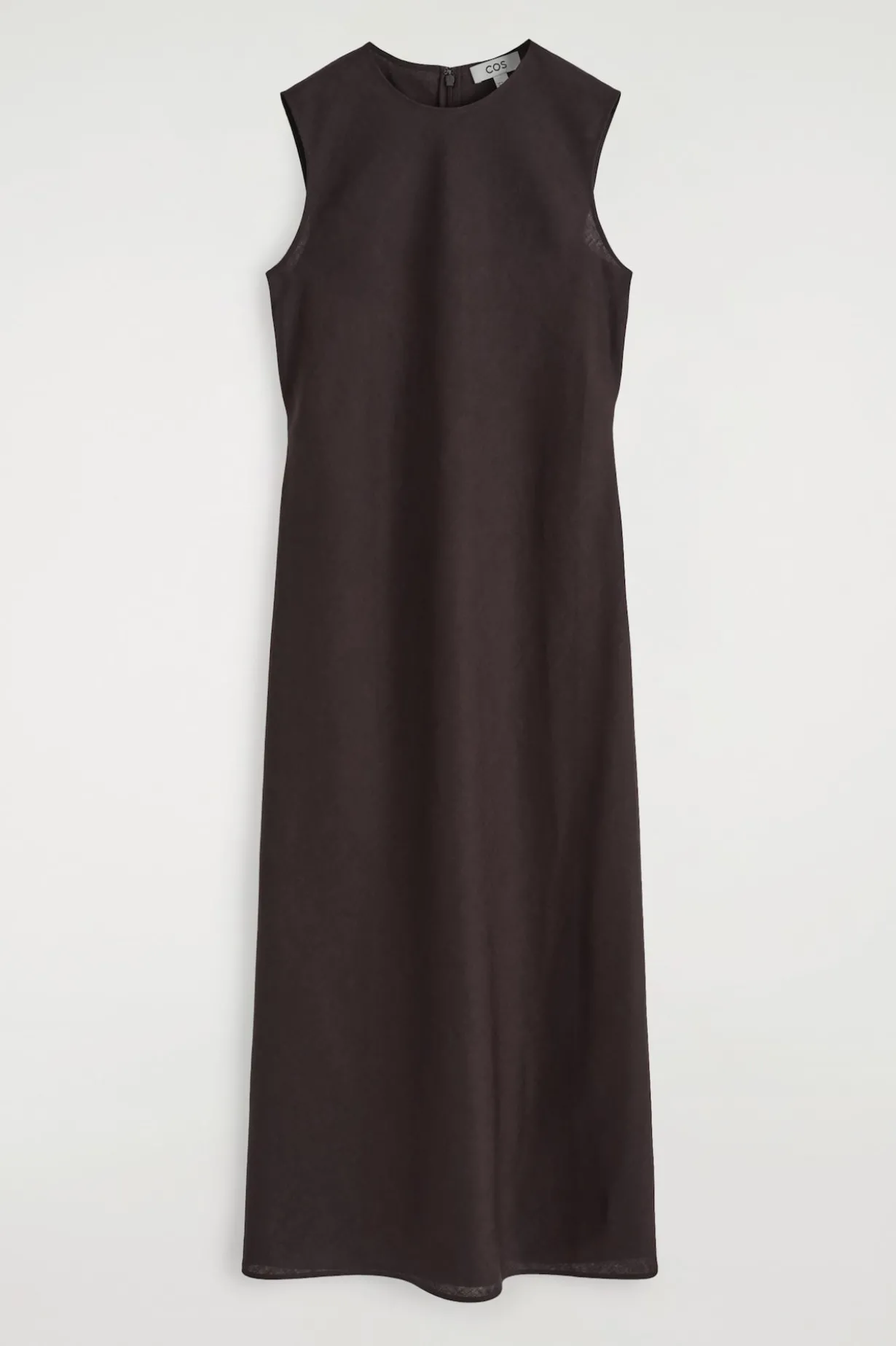 SCHRÄG GESCHNITTENES MIDIKLEID AUS LEINEN-MIX