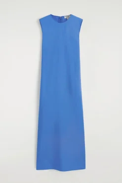 SCHRÄG GESCHNITTENES MIDIKLEID AUS LEINEN-MIX