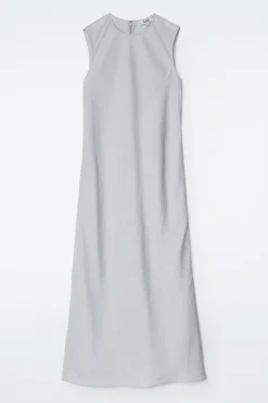 SCHRÄG GESCHNITTENES MIDIKLEID AUS LEINEN-MIX