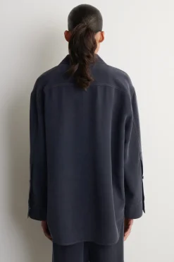 SEIDENHEMD MIT DENIM-EFFEKT