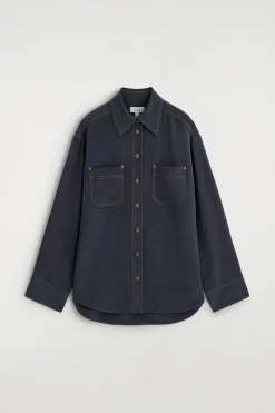 SEIDENHEMD MIT DENIM-EFFEKT