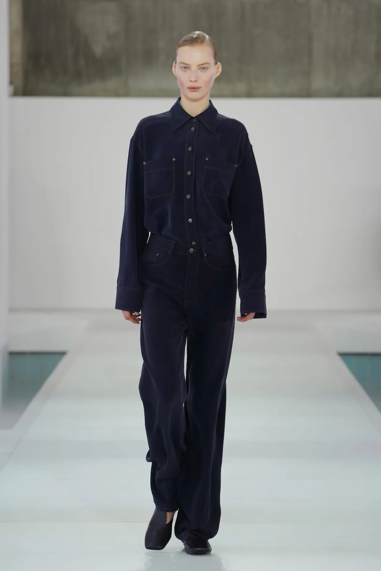 SEIDENHEMD MIT DENIM-EFFEKT