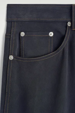 SEIDENHOSE MIT DENIM-EFFEKT