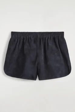 SHORTS AUS VELOURSLEDER MIT ELASTISCHEM BUND